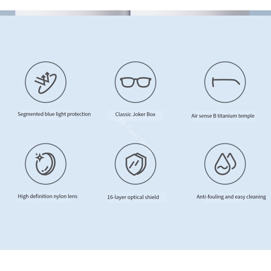 Kính Mát Tròng Vuông / Đa Giác Bằng Titan Chống Ánh Sáng Xanh Chất Lượng Cao Xiaomi Mijia 15g