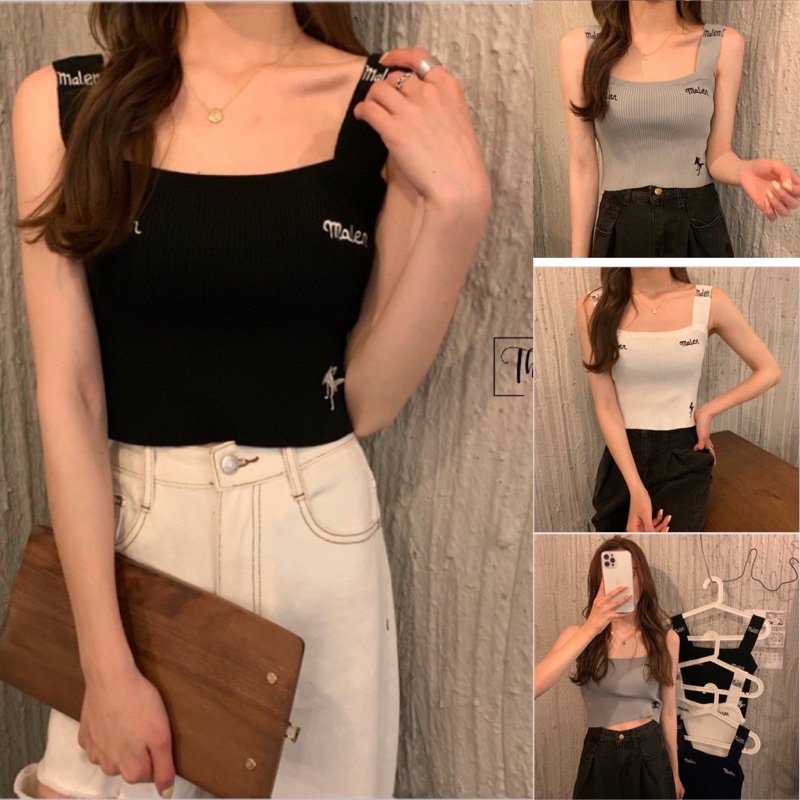Áo hai dây croptop dáng ôm basic cho nữ cổ vuông M25