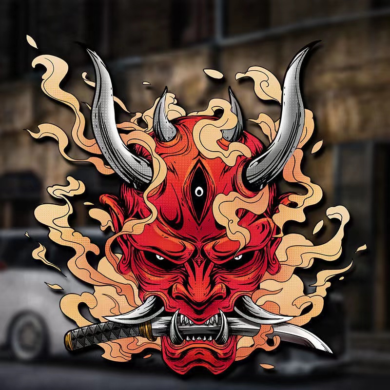 Miếng Dán Phản Quang Họa Tiết Samurai Hoạt Hình Trang Trí Xe Hơi / Xe Máy