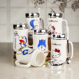 Cốc sứ giữ nhiệt nắp tráng gương dung tích 500ml