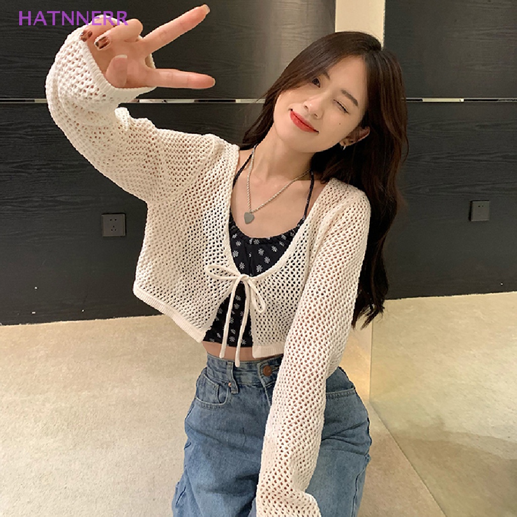 Set Áo camisole Ngắn + Áo Khoác cardigan Dệt Kim Tay Dài Thời Trang Mùa Hè Cho Nữ