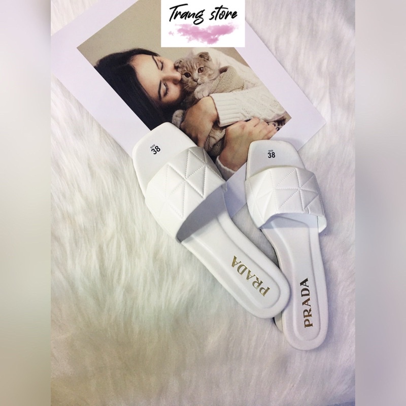 (Xả Kho)Dép nữ Cao gót 3cm mũi vuông quai ngang kẻ ô ca rô