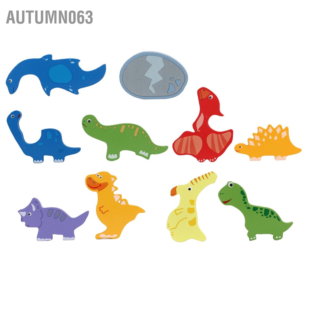 Autumn063 Bộ xếp chồng khối khủng long đầy màu sắc Cải thiện khả năng phối hợp Khối cân bằng gỗ Đồ chơi giáo dục