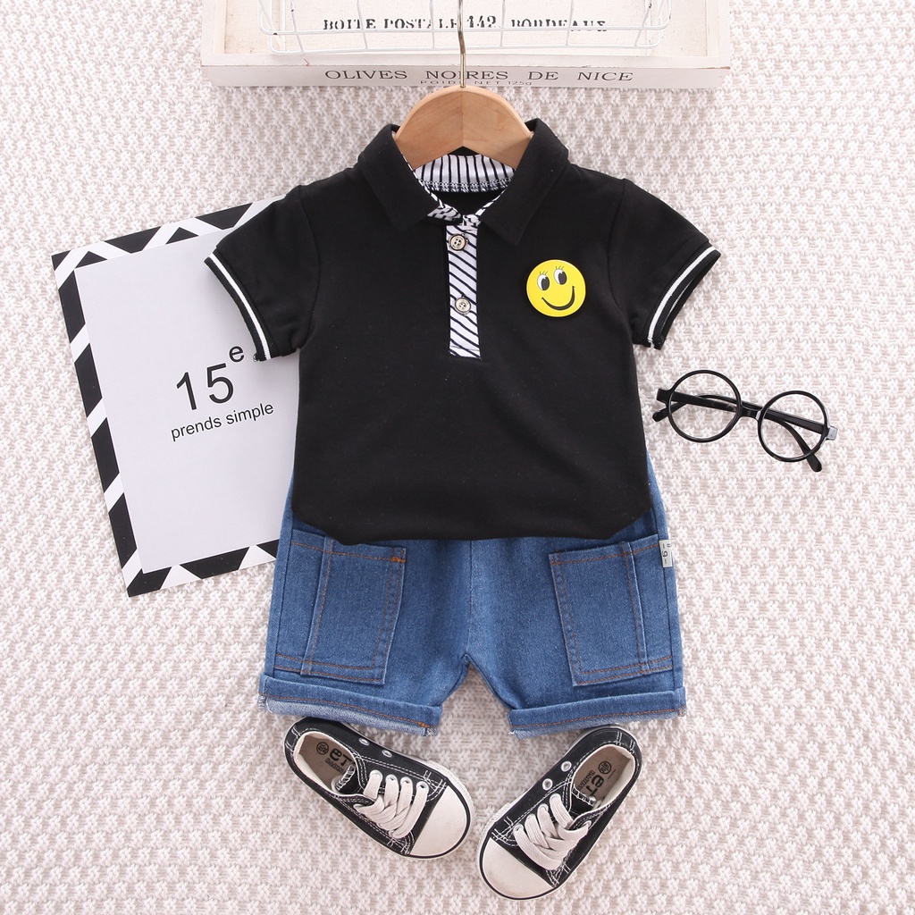 Set Áo Thun POLO Tay Ngắn Và Quần short Thời Trang Mùa Hè Mới Cho Bé 0-4 Tuổi