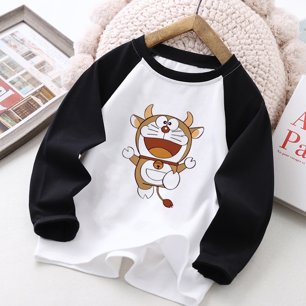 Áo Thun Dài Tay Họa Tiết doraemon Xinh Xắn Dành Cho Bé