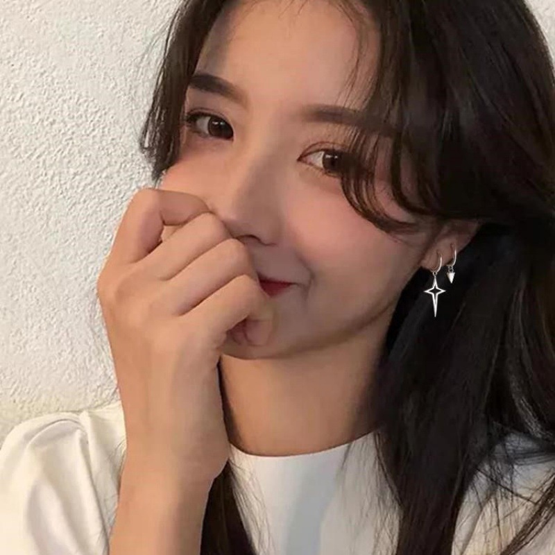 Khuyên Tai Không Đối Xứng Hình Học Ngôi Sao Phong Cách Hip hop Cá Tính