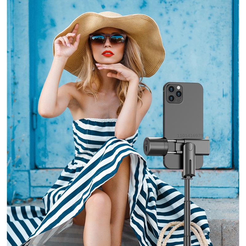 Gậy Tự Sướng Bluetooth Không Dây Q12S Gập Lại Được Bằng Hợp Kim Nhôm Có Đèn Led Cho iphone Xiaomi Samsung Android Ios