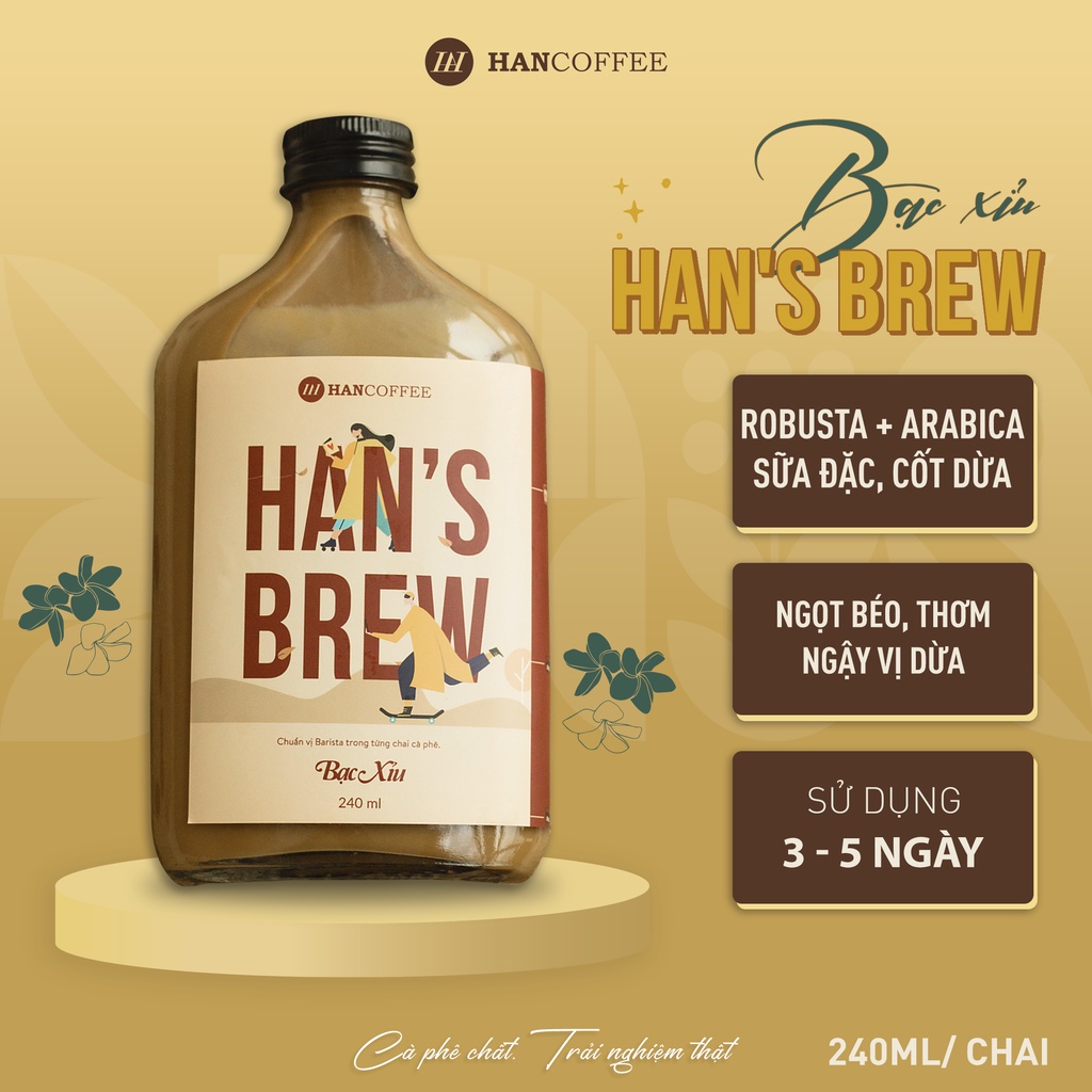 Cà phê đóng chai Cold Brew HANCOFFEE tiện lợi, chất lượng