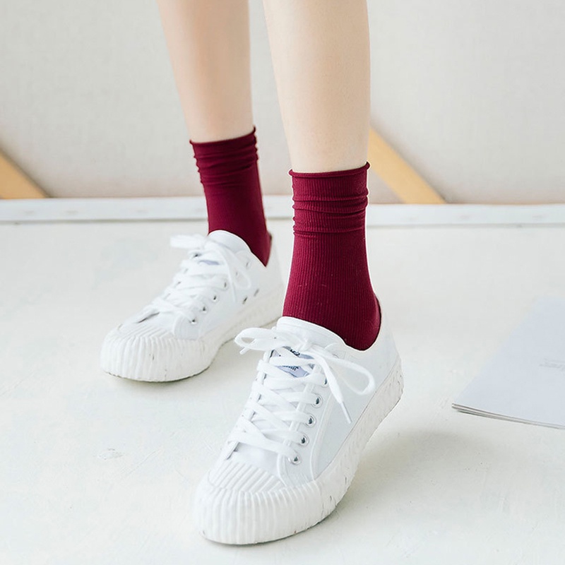 Vớ Cotton Mỏng Màu Trơn Thoáng Khí Thoải Mái Thời Trang Cho Nữ