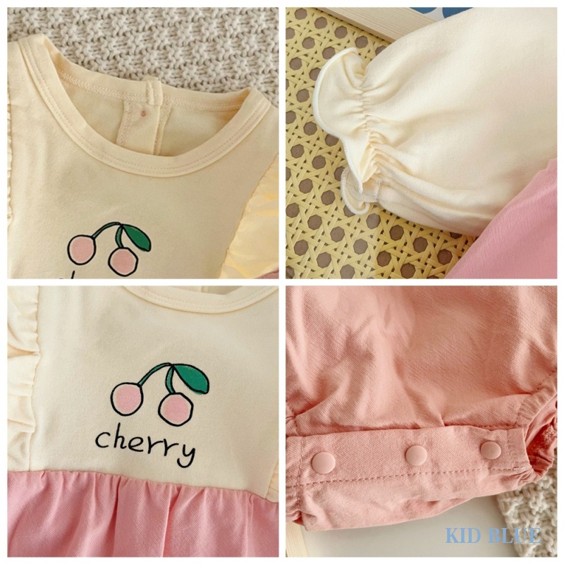 Áo Thun Tay Dài Cổ Tròn In Hình Quả Cherry Dễ Thương Dành Cho Bé Gái