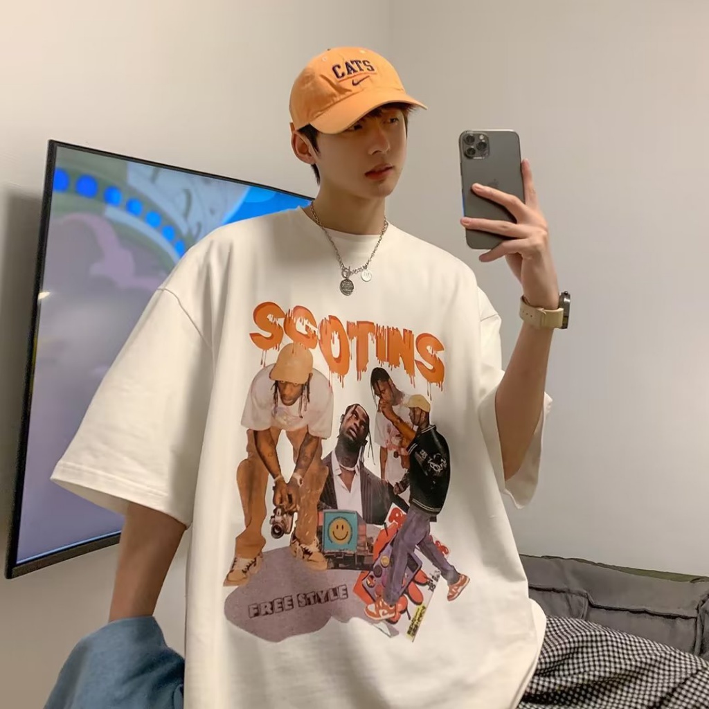 Áo Thun nam Dáng Rộng In Họa Tiết áo phông form rộng Thời Trang Hip Hop Hàn Quốc Chất Lượng Cao áo phông nữ