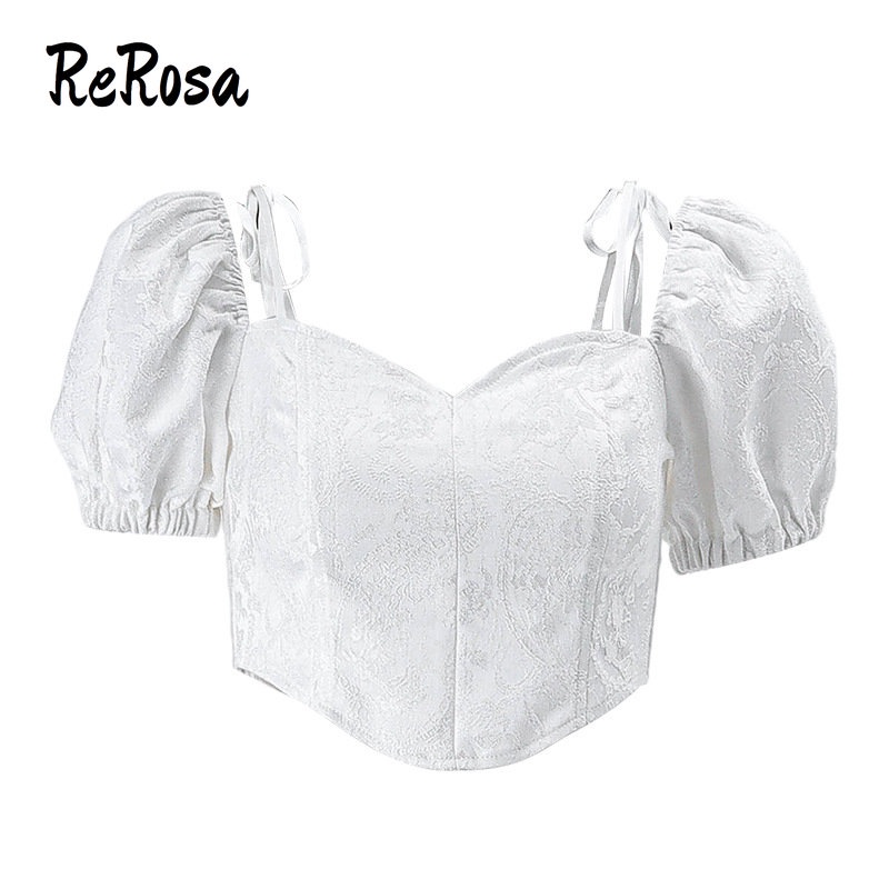 Áo Thun Tay Phồng Cổ Vuông Màu Trơn Phối Nơ Thời Trang 2022 Cho Nữ