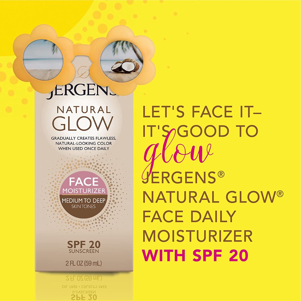 Jergens - Dưỡng ẩm cho mặt da nâu nâng tông da Jergens Natural Glow Self Tanner Face Moisturizer 59ml