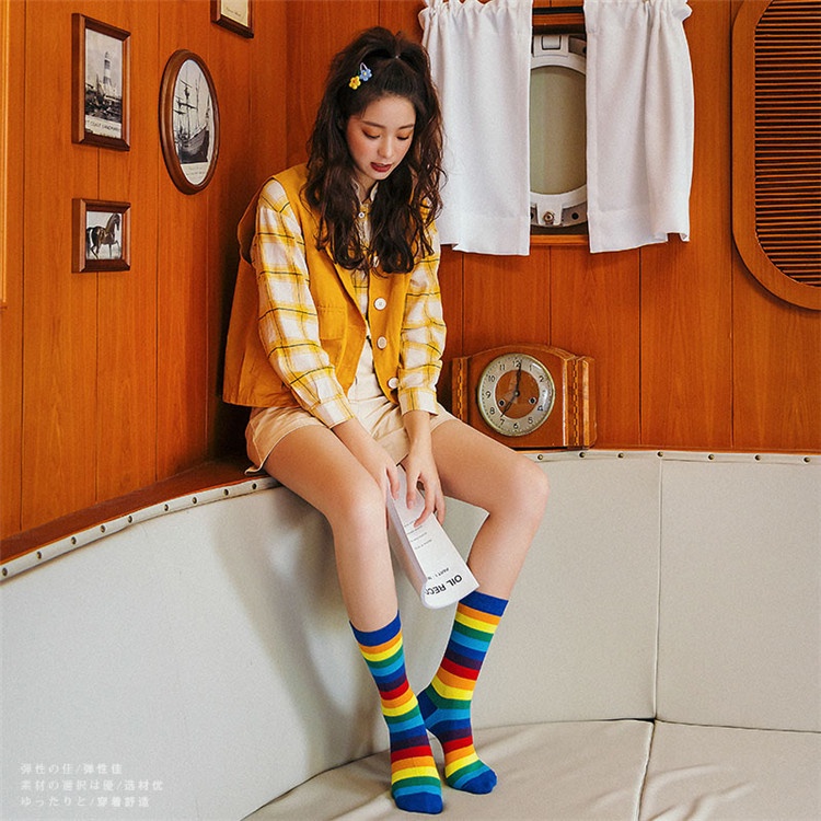 Vớ Cotton Họa Tiết Cầu Vồng Free size Thời Trang