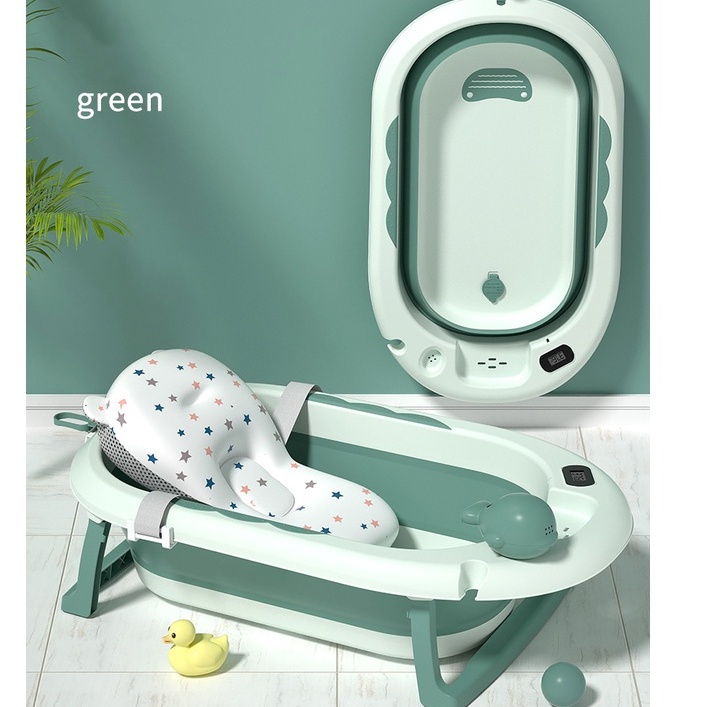 Thau tắm gấp gọn cho bé CÓ PHAO, NHIỆT KẾ