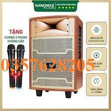 Loa Kéo Di Động Karaoke Nanomax S-10B 2.5 Tấc Đọc Được Usb Thẻ Nhớ Công Suất 120W Tay Kéo Vân Gỗ Tặng 2 Mic Bluetooth