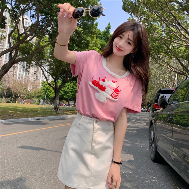 IELGYÁo Thun Tay Ngắn In Hình Dễ Thương Thời Trang Dành Cho Nữ