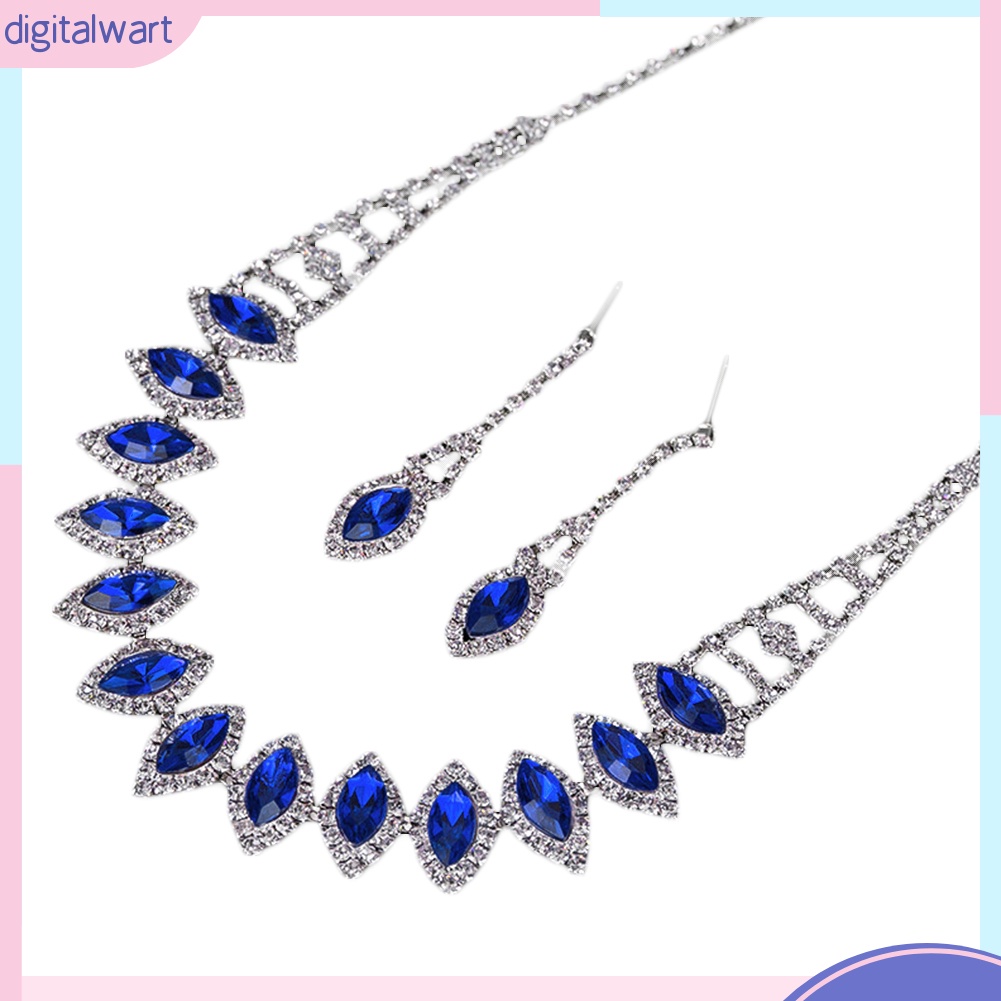 Bộ Vòng cổ + Bông Tai Đính Kim Cương Giả Hình Giọt Nước Cho Nữ