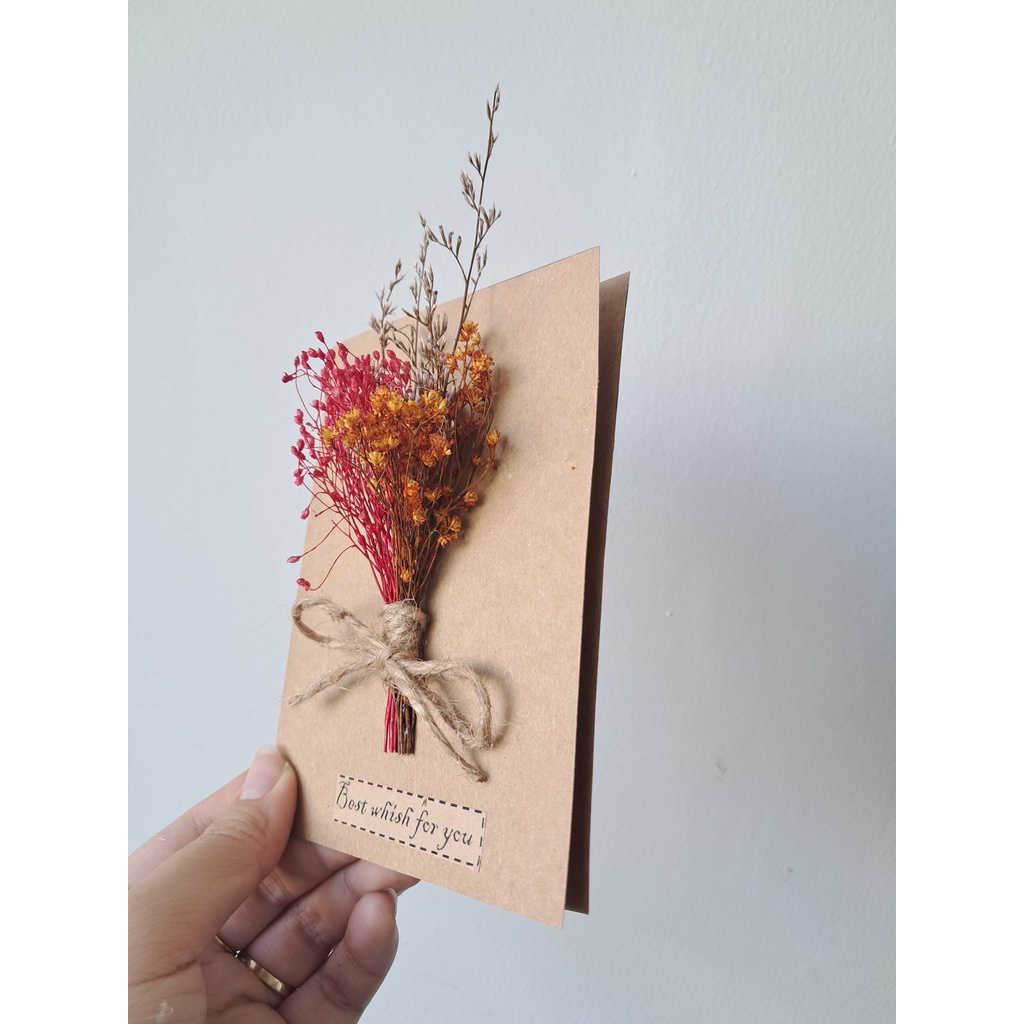 Thiệp hoa khô mini, bỏ vào hộp quà tặng valetine, sinh nhật.