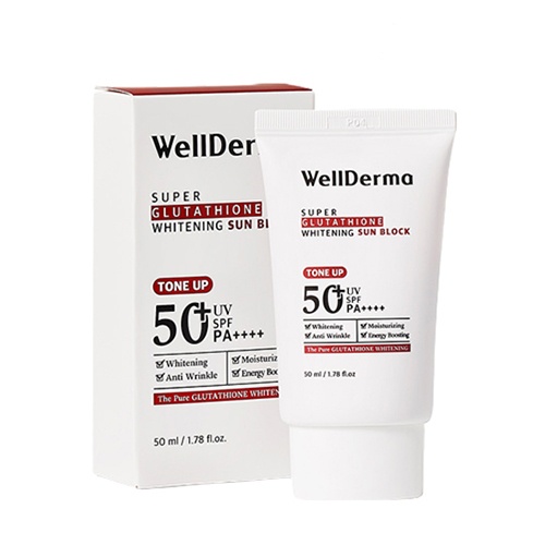 Kem Chống Nắng Nâng Tone WellDerma Super Glutathione Whitening Sun Block Tone Up SPF50+ PA++++ 50ml