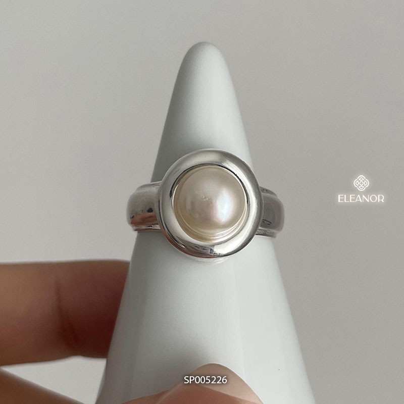 Nhẫn nữ hở bạc 925 Eleanor Accessories mặt tròn ngọc trai nhân tạo phụ kiện trang sức basic 5226