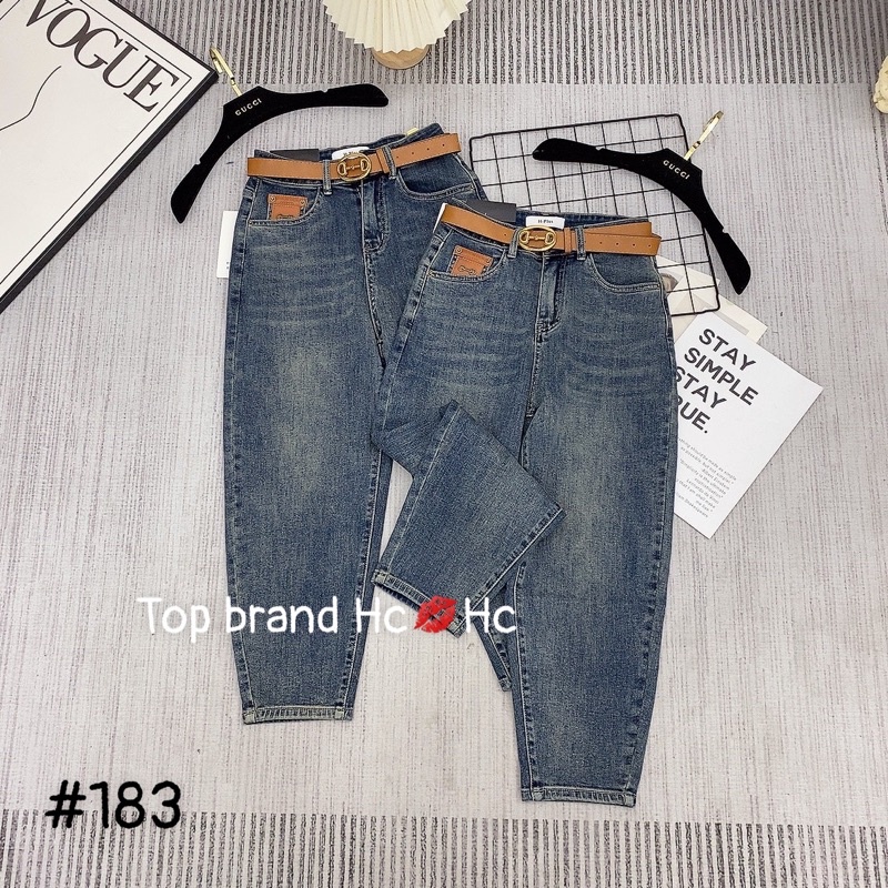 Quần jean nữ dáng baggy HPLUS kèm đai