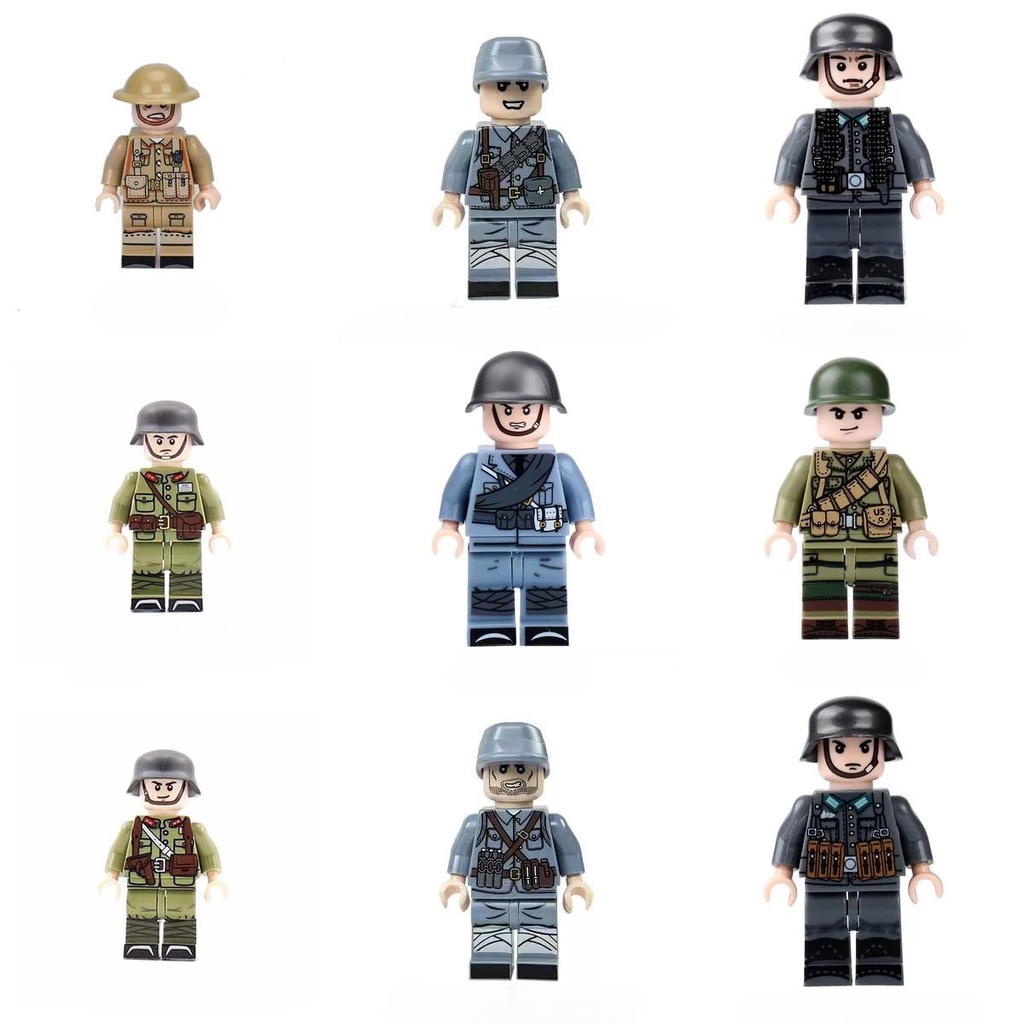 Bộ Đồ Chơi Lắp Ráp Mô Hình Lego Quân Đội Mỹ / Đức / Pháp / Nhật Bản / Quân Đội Cho Bé Trai