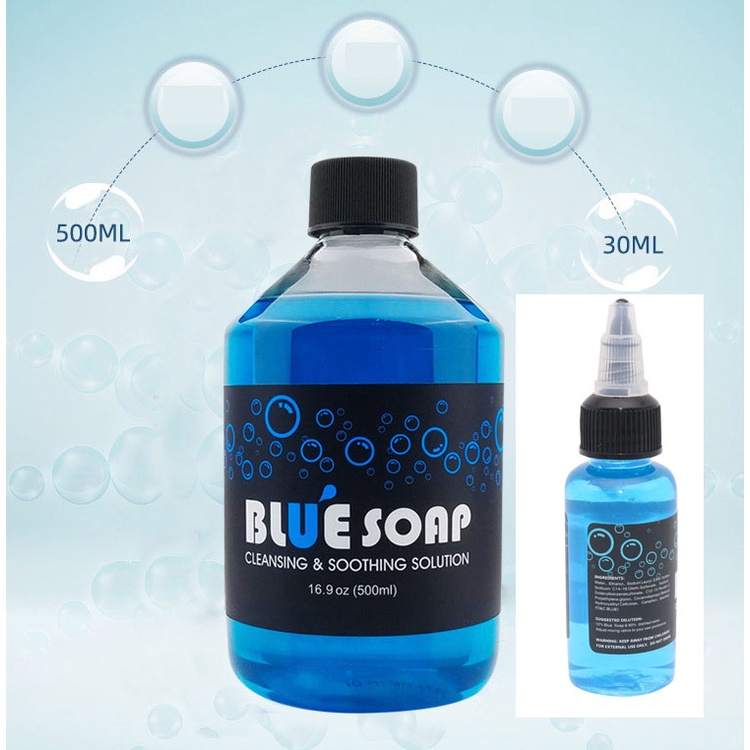 Nước rửa BLUSOAP Nước rửa hình xăm Blue Soap 500ml vs 30ml.