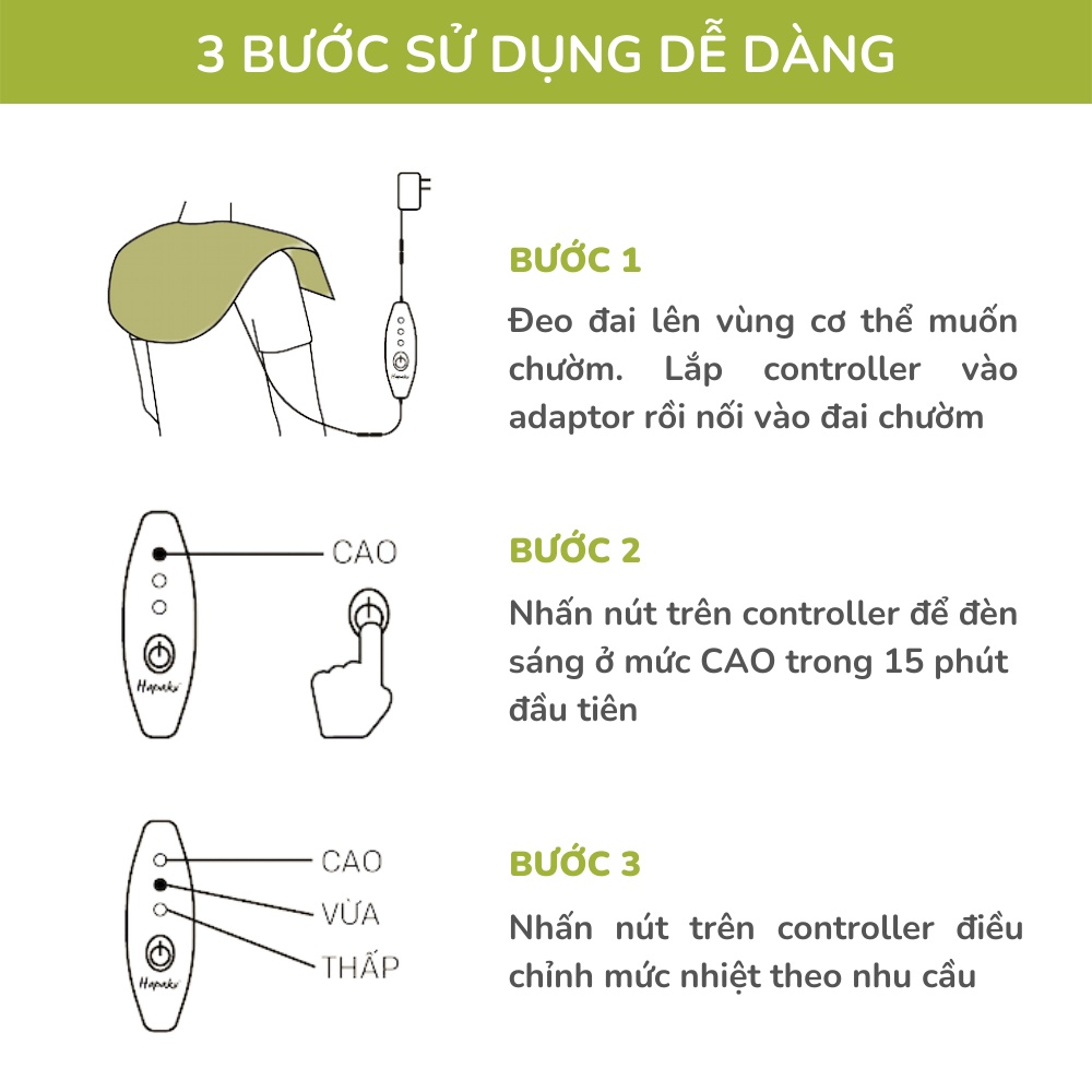 Bộ 2 Đai Chườm Khớp Gối Làm Nóng Bằng Điện Hapaku