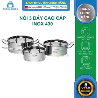 Bộ nồi quánh inox 430 Fivestar Standard 3 chiếc nắp inox