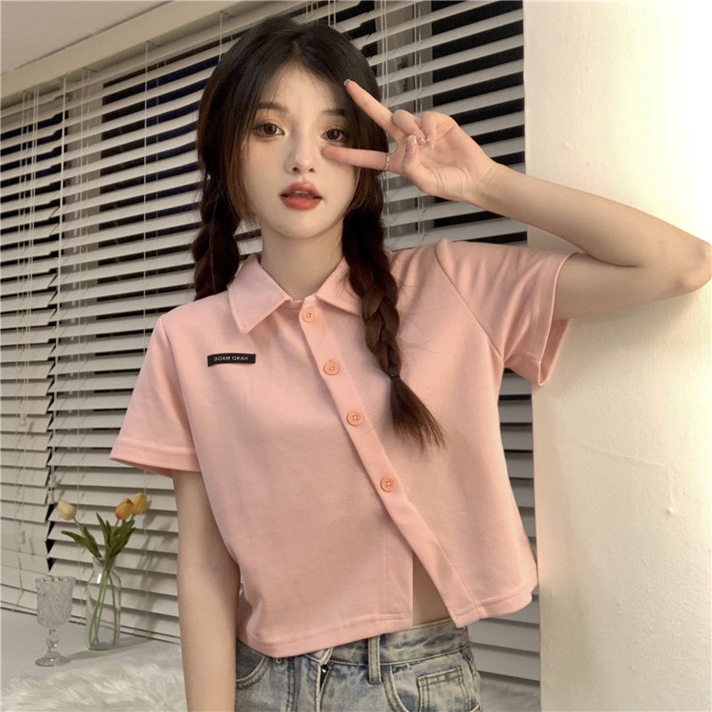Áo polo Ngắn Tay Dáng Ôm Cài Nút Thời Trang Mùa Hè Dành Cho Nữ