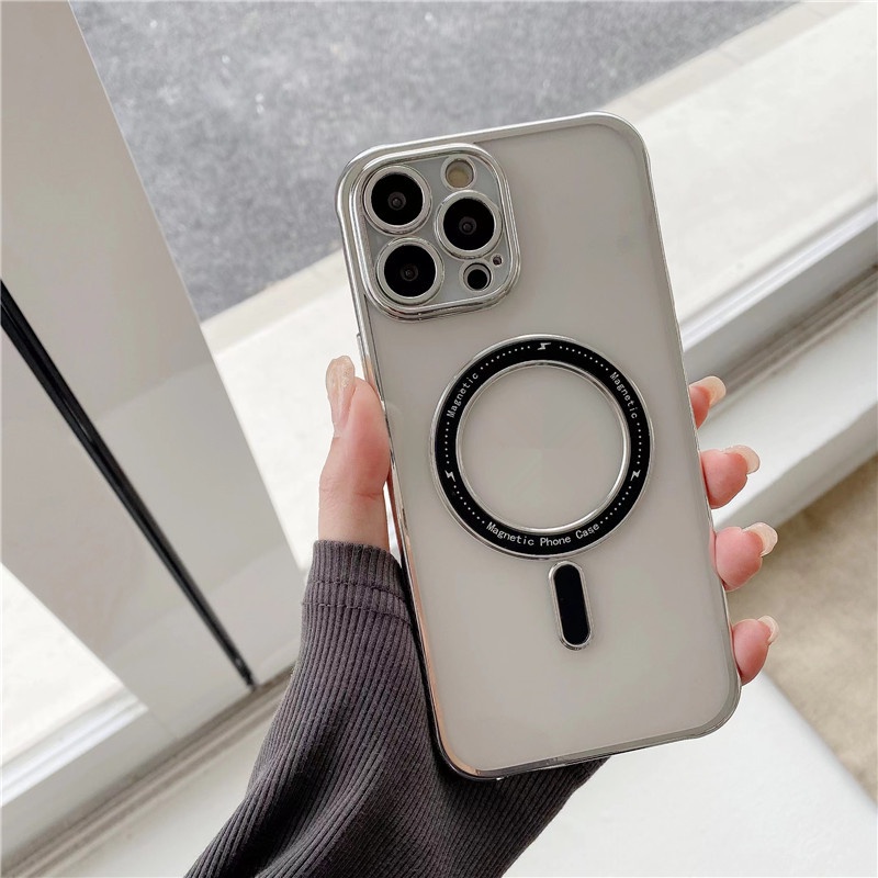 Ốp Điện Thoại silicone Trong Suốt Chống Sốc Mạ Điện Mẫu Mới Cho iphone14 13 12 11promax