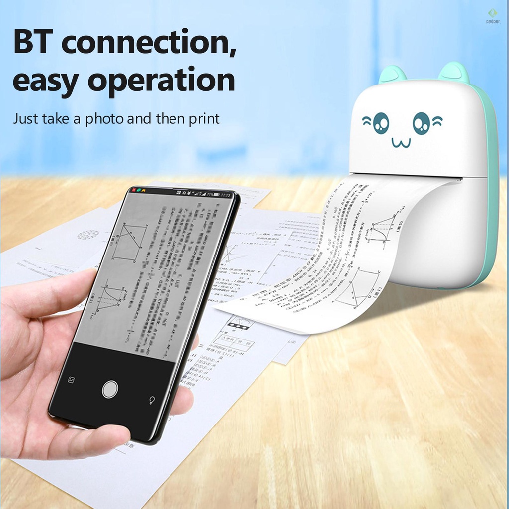 Máy In Nhiệt Mini BT Với Dây Cáp USB Cho Tài Liệu Ảnh Note
