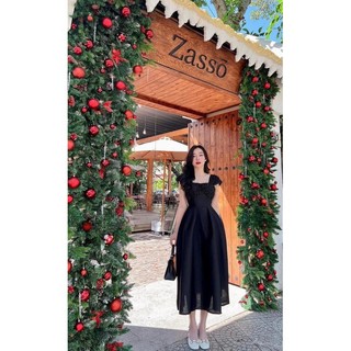 Đầm Dáng Dài Phối Ren Lông - D22079