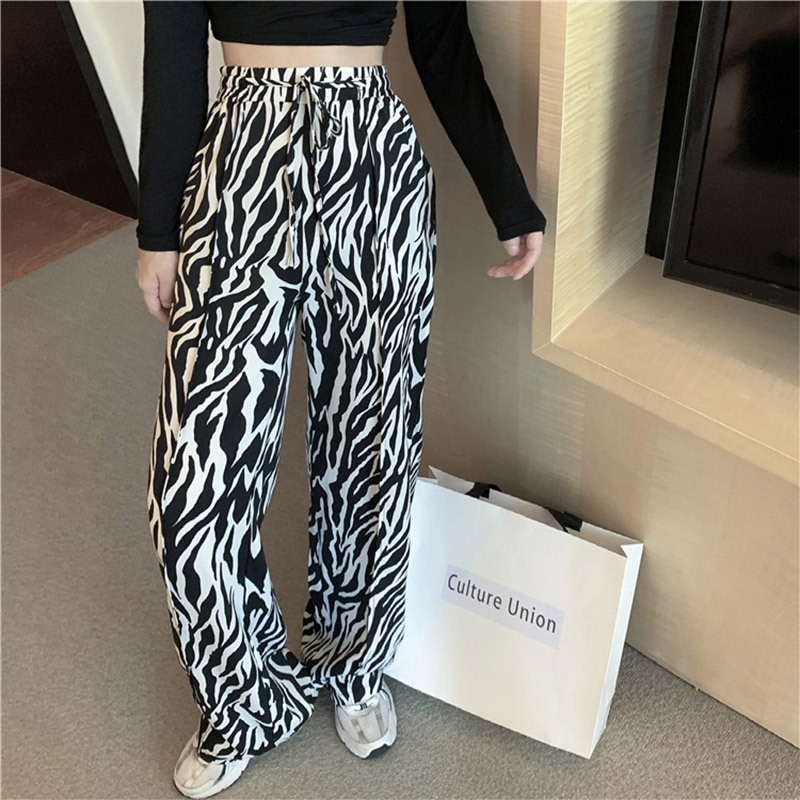 Quần Ống Rộng Lưng Cao Họa Tiết Ngựa Vằn Thời Trang Mùa Hè Mới 2023 Dành Cho Bạn Nữ