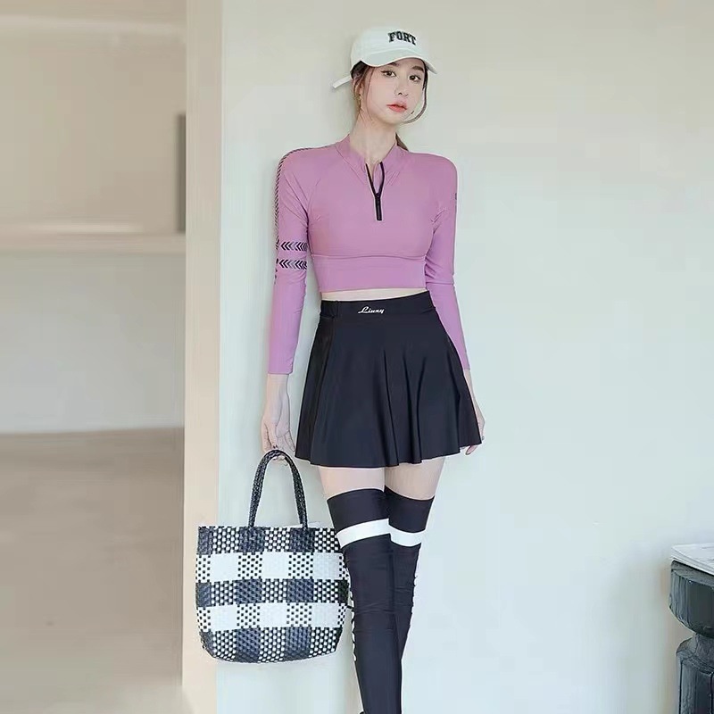 Bộ Đồ Bơi Hai Mảnh Tay Dài Chống Nắng Phong Cách Nhật Bản Và Hàn Quốc Thời Trang Cao Cấp Cho Nữ