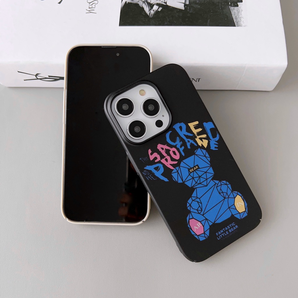 Ốp Điện Thoại Tpu + PC Cứng Chống Sốc Chống Rơi In Hình Gấu Kiểu Graffiti Cho iPhone 14 13 12 11 Pro Max