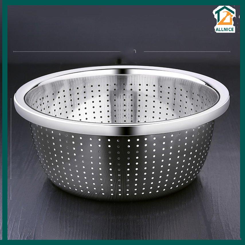 Mua 【NICE】26cm Bộ thau rổ inox 304 vo gạo, rửa rau củ quả tiện lợi ...