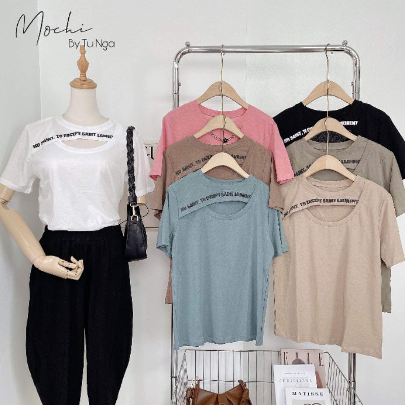 Áo thun chữ khoét ngực hàng QC