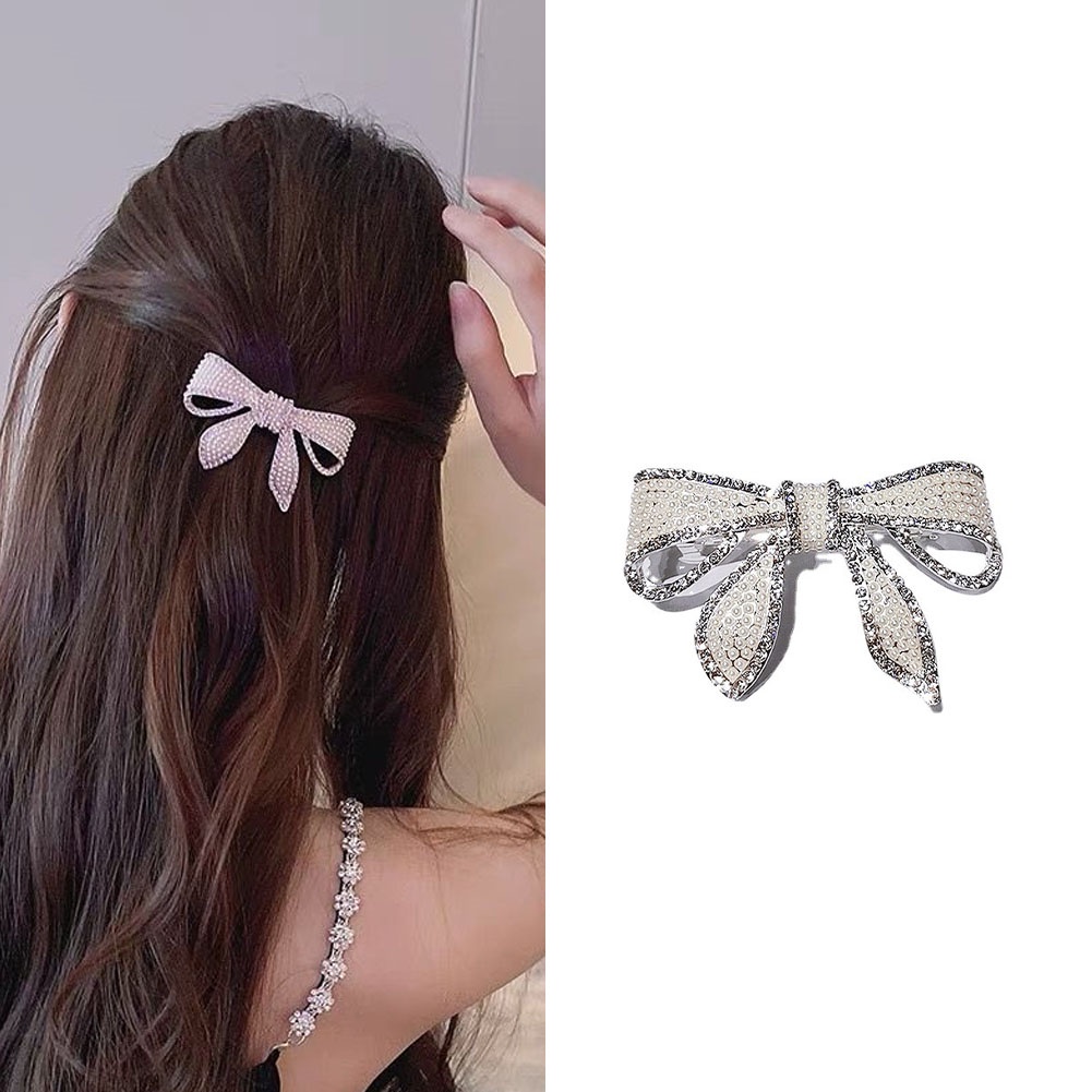 1 Kẹp Tóc Nơ Đính Đá Thời Trang