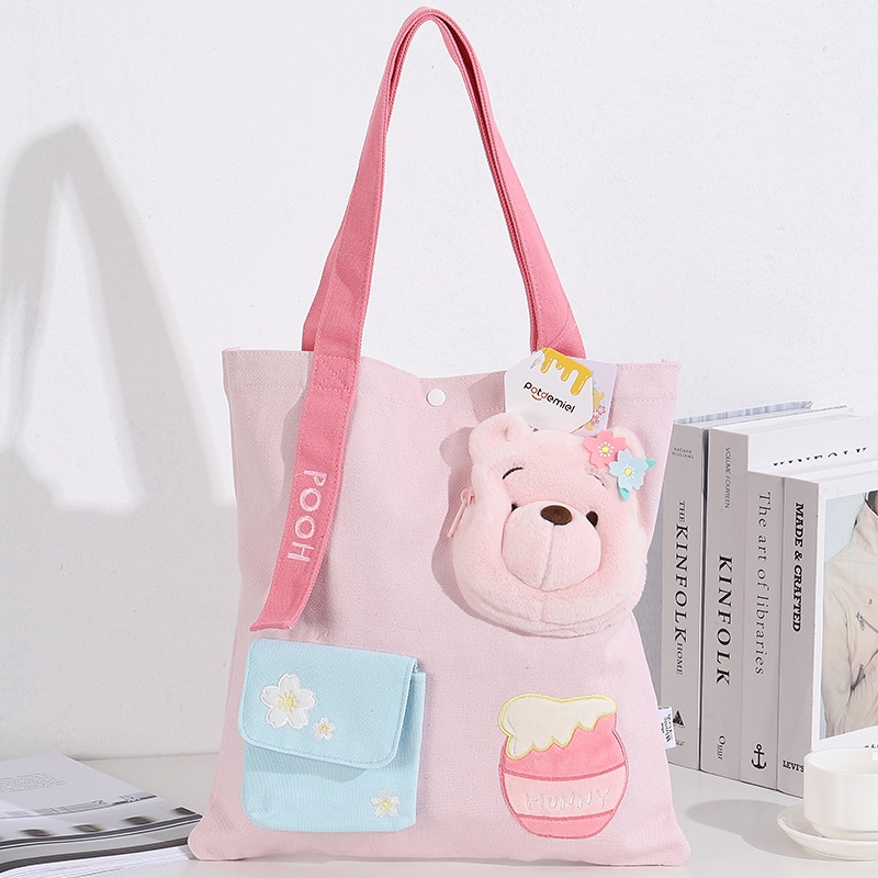 Ba Lô Vải Đi Học 38 X 34 In Hình Gấu Pooh / Winnie Dễ Thương