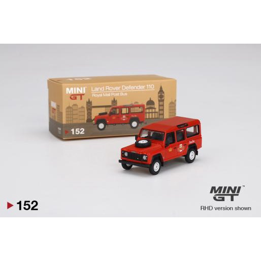 MÔ HÌNH 1:64 MINI GT - Land Rover Defender 110 UK Royal Mail Post Bus