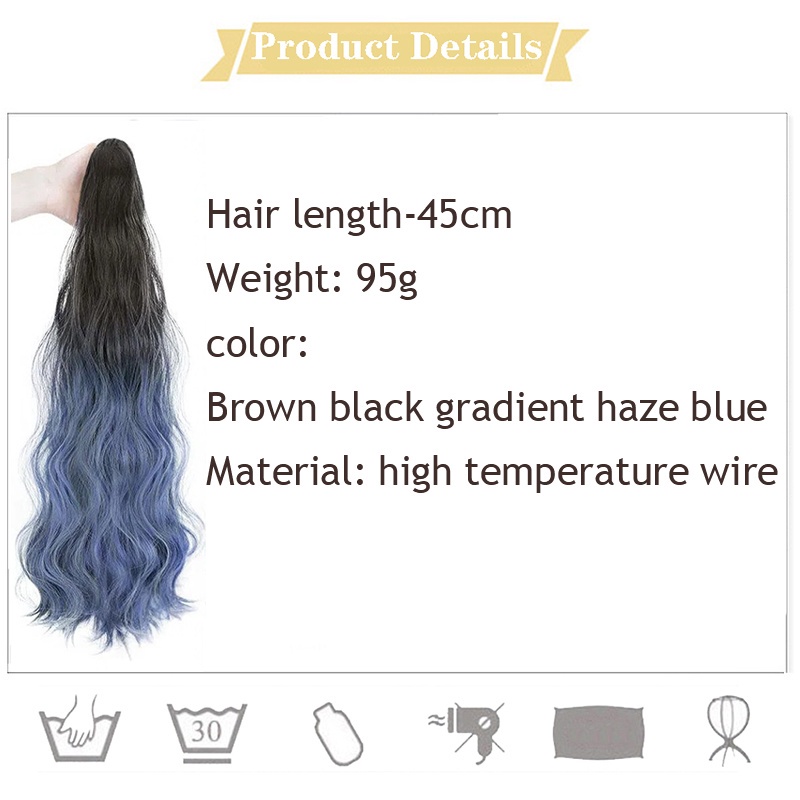 Tóc Giả Đuôi Ngựa 45cm Xoăn Màu Đen / Nâu / Xám