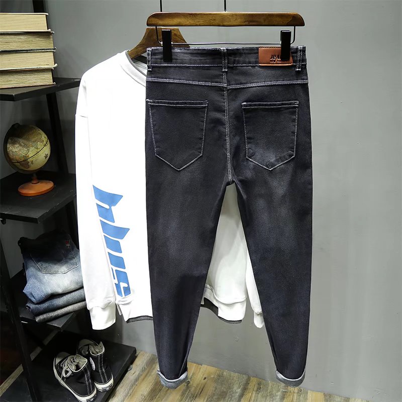 Quần Bò Ăn Xin Vá Cao Cấp Quần Dài Tôn Dáng Phong Cách Hàn Quốc Ống Đứng Nhỏ Cổ Điển Thương