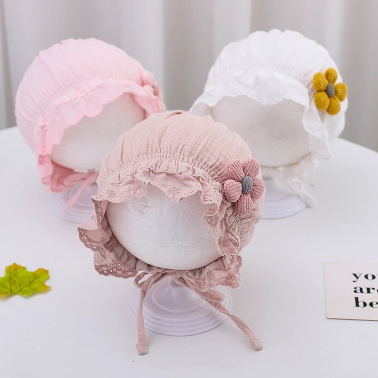 Babyfair Mũ cotton cho bé Thiết kế hoa tinh tế dễ thương Mềm mại thoải mái Thân thiện với làn da sơ sinh