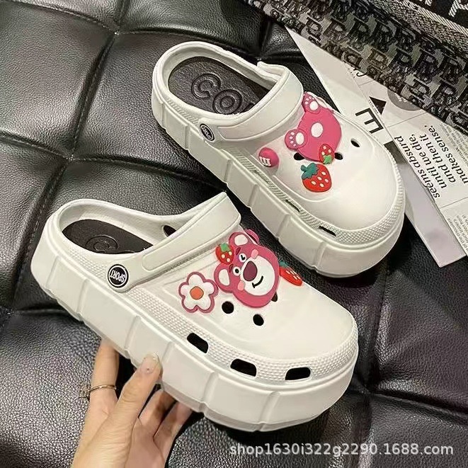 TIANLEYU Dép Cross độn đế nữ đế 4cm siêu nhẹ kèm Sticker dễ thương dép bánh mì Cross nữ hot trend 2023 13Z23032101
