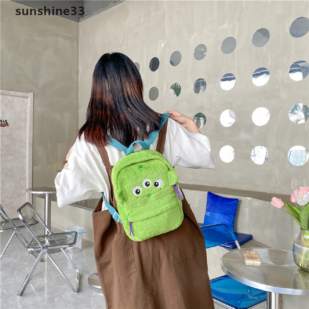 Ba Lô Đeo Vai Hình Quái Vật Ba Mắt Nhồi Bông Thiết Kế Sáng Tạo Dễ Thương