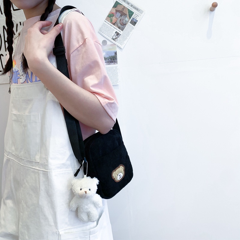 Túi Canvas Đeo Chéo Mini Hình Vuông In Họa Tiết Hoạt Hình Thân Thiện Với Môi Trường Có Thể Tái Sử Dụng Cho Nữ OUYOU