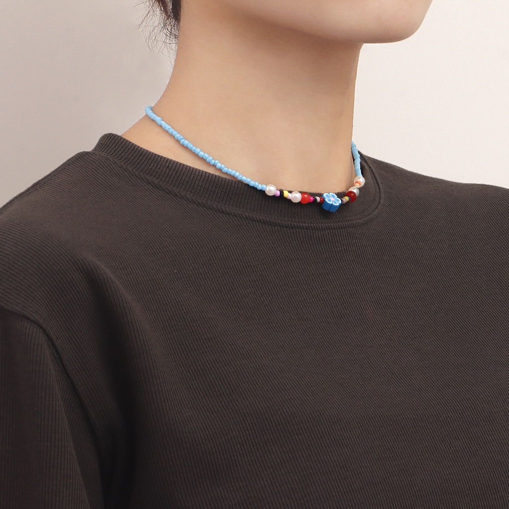 Vòng Cổ Hạt Đất Sét Polymer Màu Sắc Tương Phản Phong Cách Bohemian Dành Cho Nữ