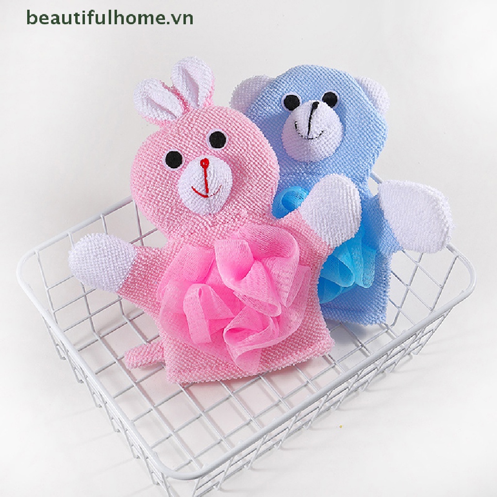 Găng tay đi tắm / Rửa Mặt Bằng cotton Hình Động Vật Cho Bé